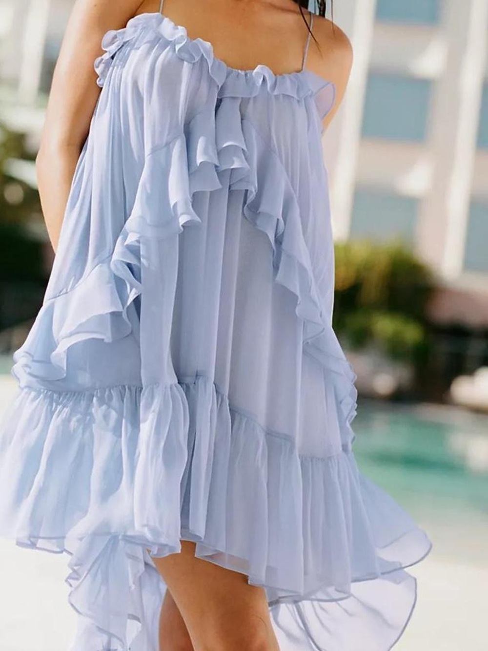 Anthropologie Tiered Ruffle Silk Mini Dress